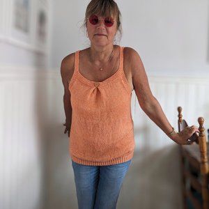 Women tank top orange cotton yarn seize 12